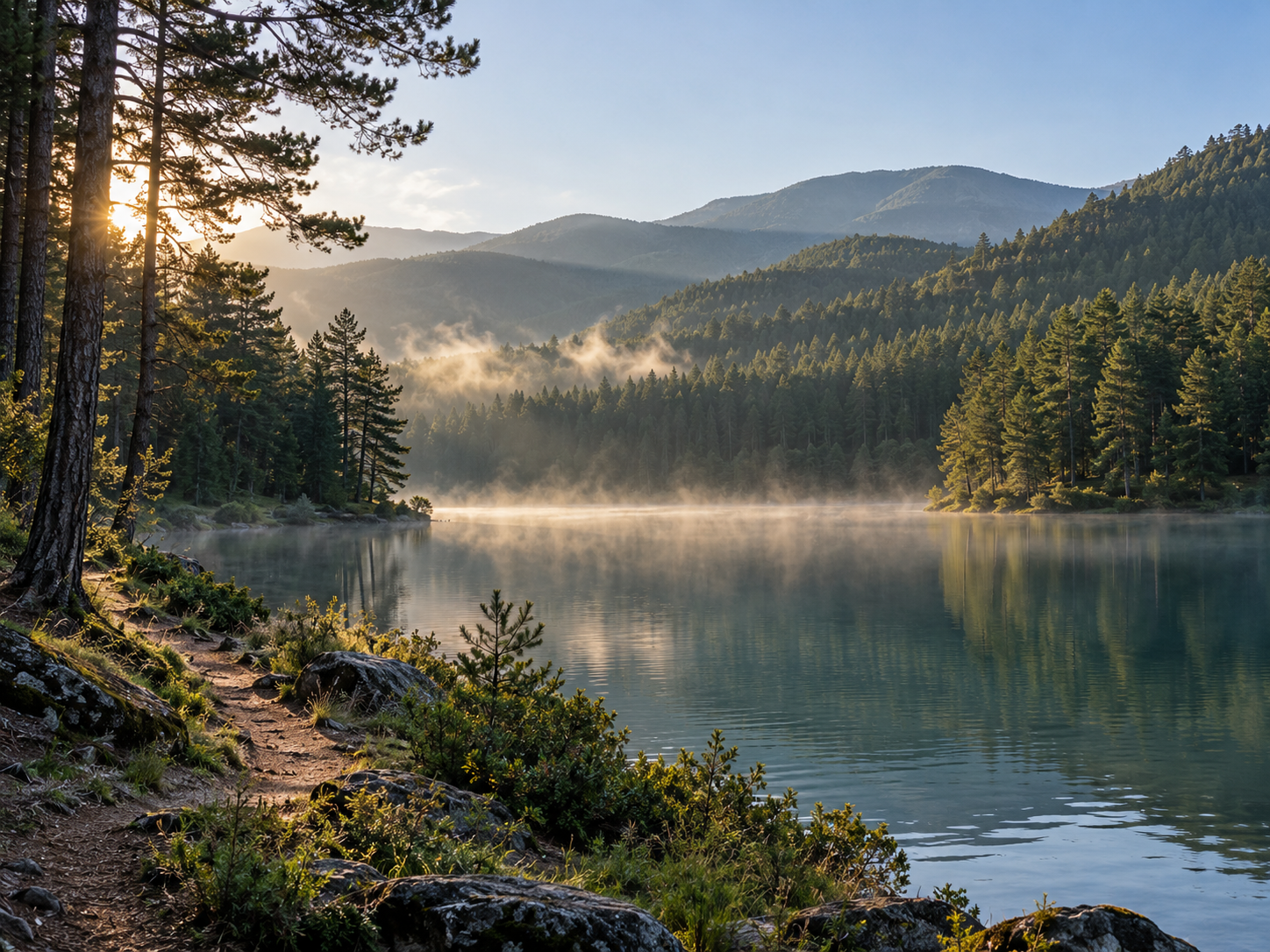 Immagine evocativa dei boschi e dei laghi della Sila